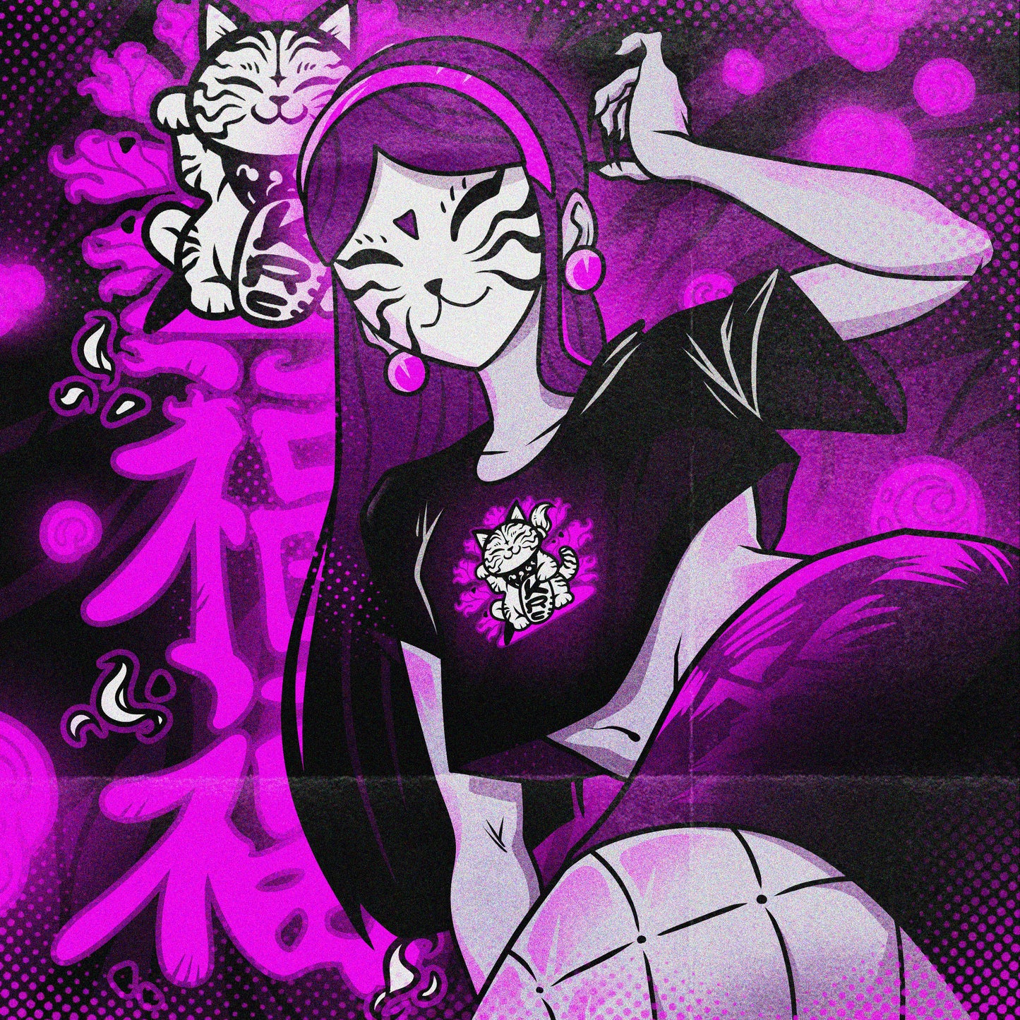 K.R.C. - Maneki-neko 福 福 - Crop top Dark da donna